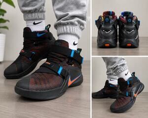 Nike LeBron Soldier 9 IX Black Orange Blue Basketball Shoes Youth Size 5.5Y